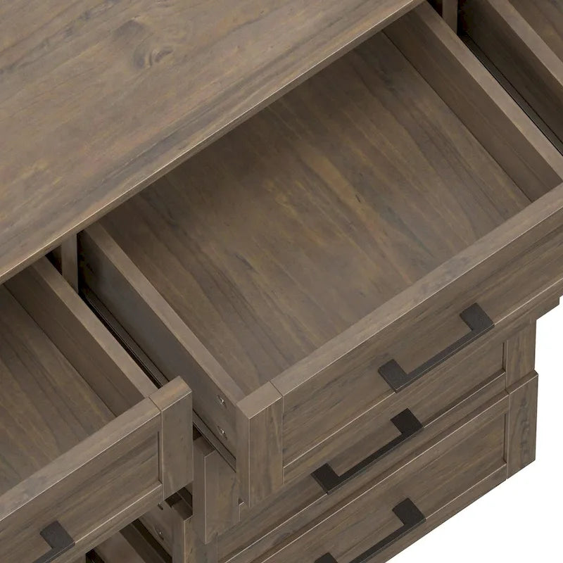 WYNDENHALL Cantina Buffet de salle à manger en bois massif rectangulaire transitionnel de 137 cm de large, couleur brun fumé - 45,7 P x 137,2 L x 91,4 H cm