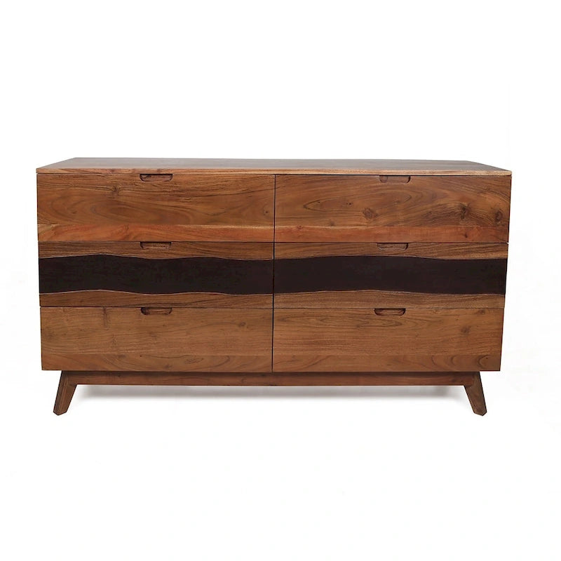 Buffet de salle à manger en bois à six tiroirs