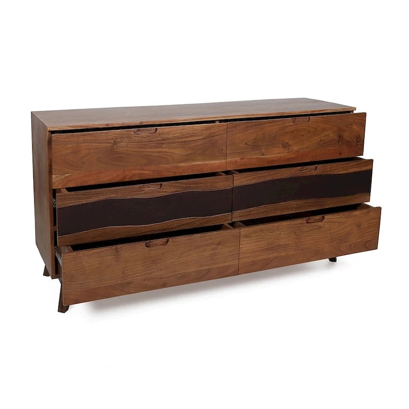 Buffet de salle à manger en bois à six tiroirs