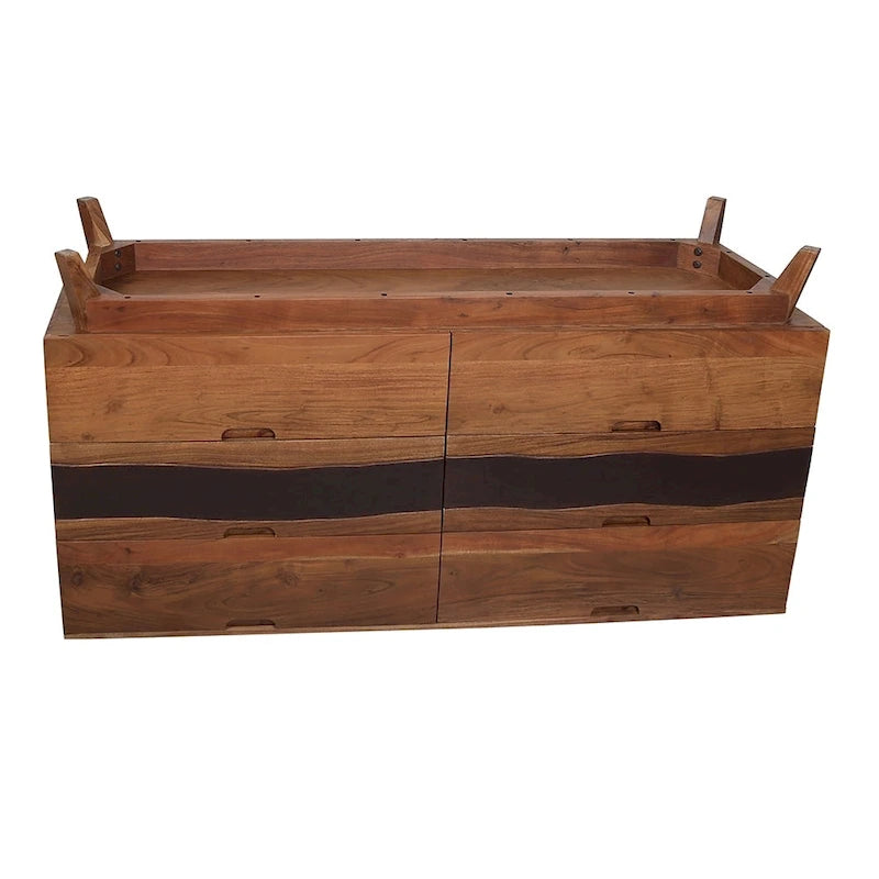 Buffet de salle à manger en bois à six tiroirs