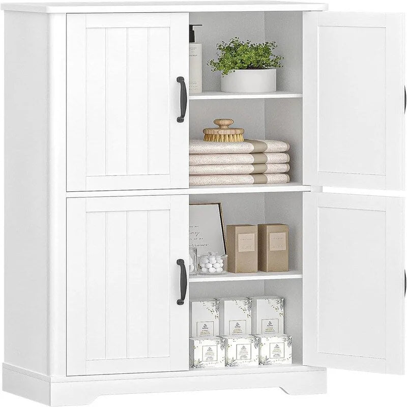 Armoire autonome à 4 portes, 2 étagères réglables - 30P x 60L x 110H cm