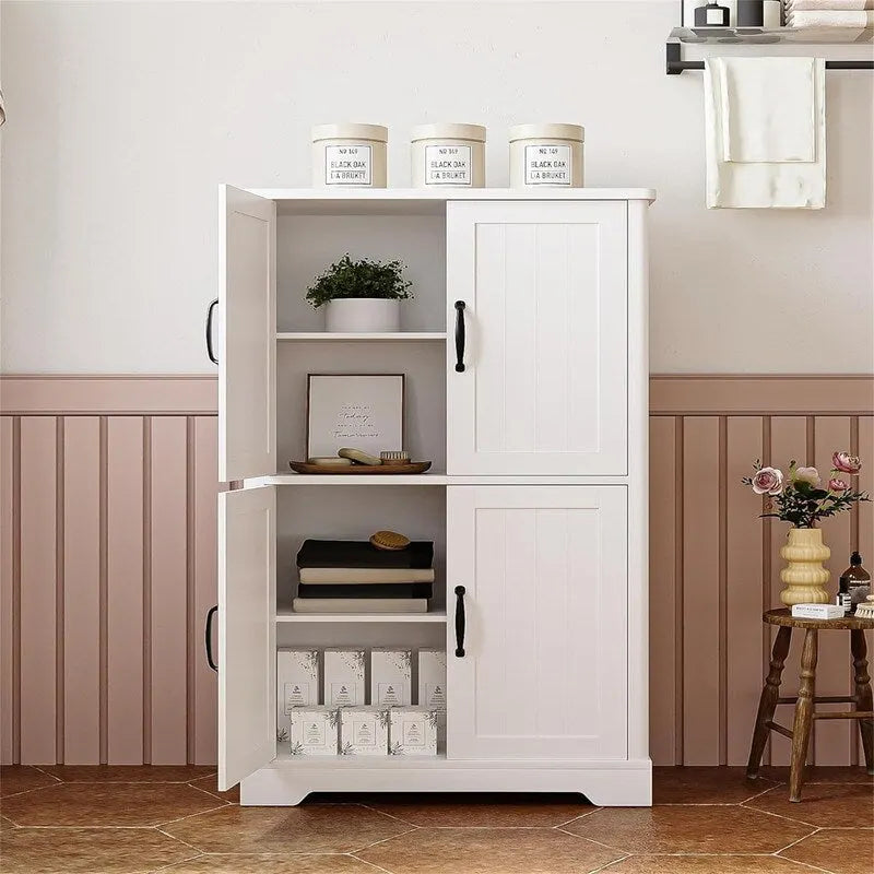 Armoire autonome à 4 portes, 2 étagères réglables - 30P x 60L x 110H cm