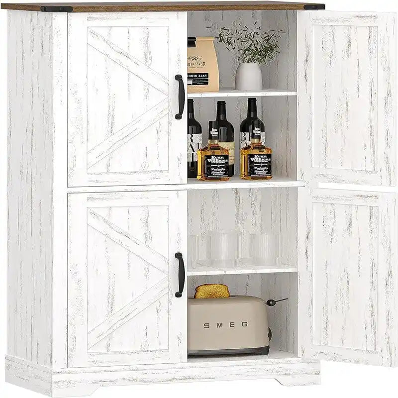 Armoire autonome à 4 portes, 2 étagères réglables - 30P x 60L x 110H cm