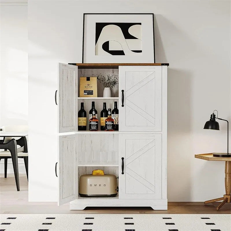 Armoire autonome à 4 portes, 2 étagères réglables - 30P x 60L x 110H cm