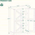 Armoire autonome à 4 portes, 2 étagères réglables - 30P x 60L x 110H cm