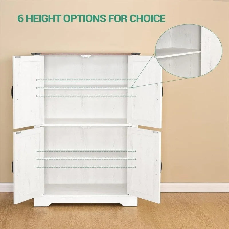 Armoire autonome à 4 portes, 2 étagères réglables - 30P x 60L x 110H cm