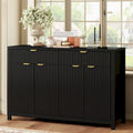 55 Modern Wave-Pattern Sideboard Cabinet Sofa Table with 2 Drawers and 4 Doors, 3-Level Adjustable Shelves