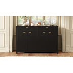 Meuble de Rangement Buffet Table de Canapé 55" au Design Vague Moderne avec 2 Tiroirs et 4 Portes, Étagères Réglables sur 3 Niveaux
