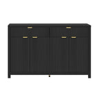 Meuble de Rangement Buffet Table de Canapé 55" au Design Vague Moderne avec 2 Tiroirs et 4 Portes, Étagères Réglables sur 3 Niveaux
