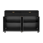 Meuble de Rangement Buffet Table de Canapé 55" au Design Vague Moderne avec 2 Tiroirs et 4 Portes, Étagères Réglables sur 3 Niveaux