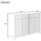 Meuble de Rangement Buffet Table de Canapé 55" au Design Vague Moderne avec 2 Tiroirs et 4 Portes, Étagères Réglables sur 3 Niveaux