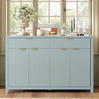 Meuble de Rangement Buffet Table de Canapé 55" au Design Vague Moderne avec 2 Tiroirs et 4 Portes, Étagères Réglables sur 3 Niveaux