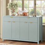 Meuble de Rangement Buffet Table de Canapé 55" au Design Vague Moderne avec 2 Tiroirs et 4 Portes, Étagères Réglables sur 3 Niveaux