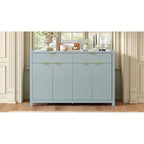 Meuble de Rangement Buffet Table de Canapé 55" au Design Vague Moderne avec 2 Tiroirs et 4 Portes, Étagères Réglables sur 3 Niveaux