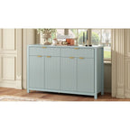 Meuble de Rangement Buffet Table de Canapé 55" au Design Vague Moderne avec 2 Tiroirs et 4 Portes, Étagères Réglables sur 3 Niveaux