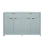 Meuble de Rangement Buffet Table de Canapé 55" au Design Vague Moderne avec 2 Tiroirs et 4 Portes, Étagères Réglables sur 3 Niveaux
