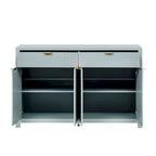 Meuble de Rangement Buffet Table de Canapé 55" au Design Vague Moderne avec 2 Tiroirs et 4 Portes, Étagères Réglables sur 3 Niveaux