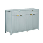 Meuble de Rangement Buffet Table de Canapé 55" au Design Vague Moderne avec 2 Tiroirs et 4 Portes, Étagères Réglables sur 3 Niveaux