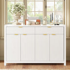 Meuble de Rangement Buffet Table de Canapé 55" au Design Vague Moderne avec 2 Tiroirs et 4 Portes, Étagères Réglables sur 3 Niveaux