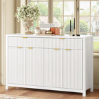 Meuble de Rangement Buffet Table de Canapé 55" au Design Vague Moderne avec 2 Tiroirs et 4 Portes, Étagères Réglables sur 3 Niveaux