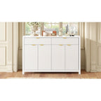 Meuble de Rangement Buffet Table de Canapé 55" au Design Vague Moderne avec 2 Tiroirs et 4 Portes, Étagères Réglables sur 3 Niveaux