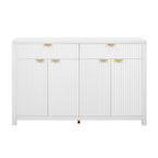 Meuble de Rangement Buffet Table de Canapé 55" au Design Vague Moderne avec 2 Tiroirs et 4 Portes, Étagères Réglables sur 3 Niveaux