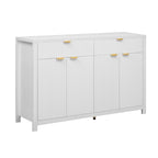 Meuble de Rangement Buffet Table de Canapé 55" au Design Vague Moderne avec 2 Tiroirs et 4 Portes, Étagères Réglables sur 3 Niveaux