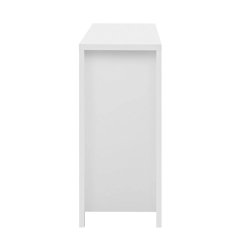 Meuble de Rangement Buffet Table de Canapé 55" au Design Vague Moderne avec 2 Tiroirs et 4 Portes, Étagères Réglables sur 3 Niveaux