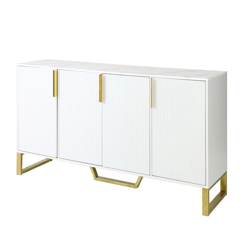 Buffet de cuisine avec 4 portes, poignées Meta, pieds et étagères réglables - 60L x 15.7W x 34H
