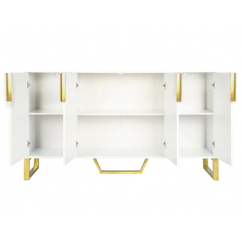 Buffet de cuisine avec 4 portes, poignées Meta, pieds et étagères réglables - 60L x 15.7W x 34H