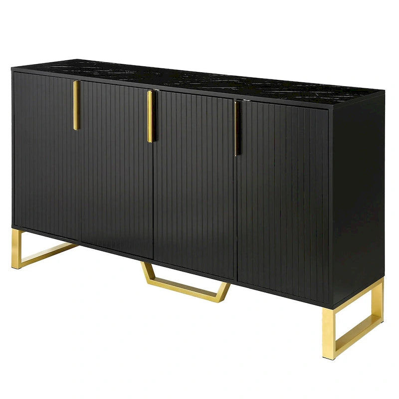 Buffet de cuisine avec 4 portes, poignées Meta, pieds et étagères réglables - 60L x 15.7W x 34H