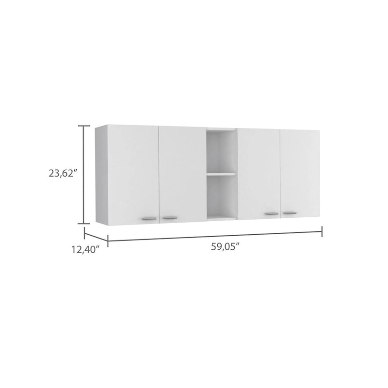 Meuble haut de cuisine Ontario, deux portes, finition blanche, haute qualité et durable