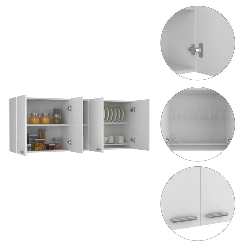 Meuble haut de cuisine Ontario, deux portes, finition blanche, haute qualité et durable