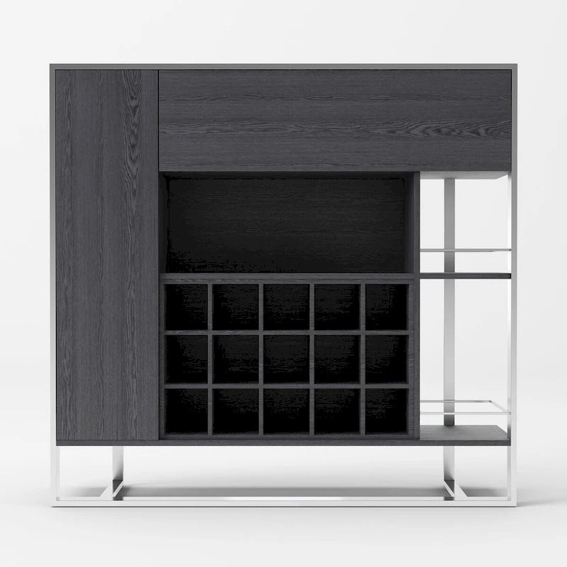 Meuble à vin Modrest Fauna en orme gris et acier inoxydable