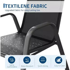 Chaises de patio, Lot de 4/6 chaises de salle à manger empilables d'extérieur en textilène léger résistant aux intempéries avec accoudoirs pour jardin, terrasse de piscine