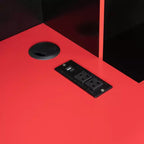 Lit de repos de jeu double/grand avec tête de lit bibliothèque, lumières LED, bureau intégré, tiroirs et station de charge