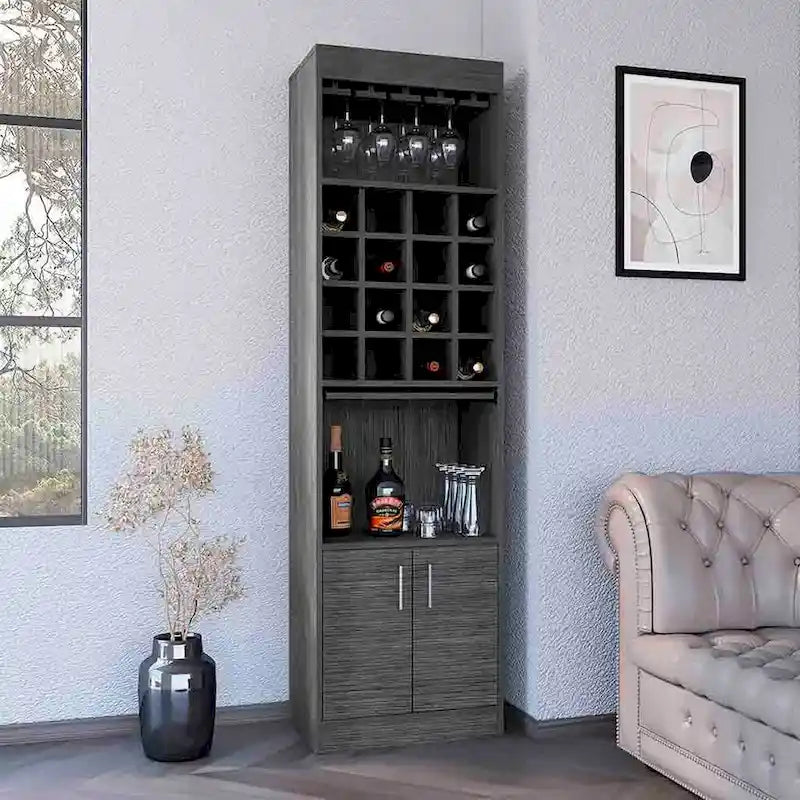 Meuble bar pour cuisine, salle à manger, salon, chêne fumé