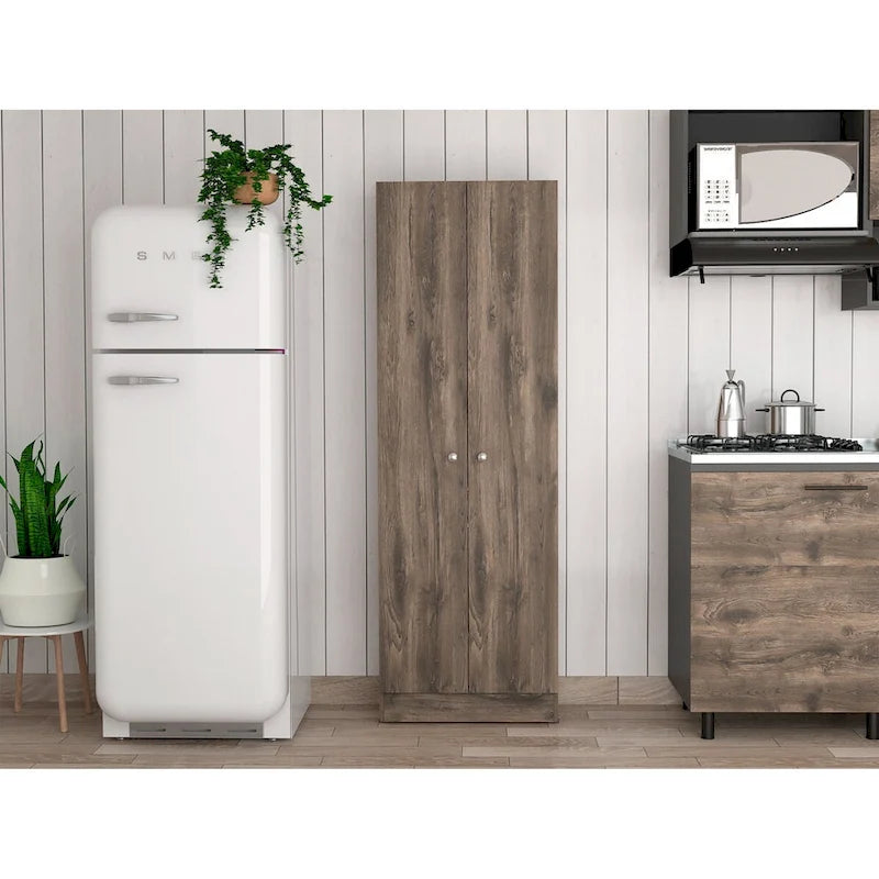 Storage Cabinet Pipestone, Five Shelves, Dark Brown / Black Wengue Finish,High quality and durable