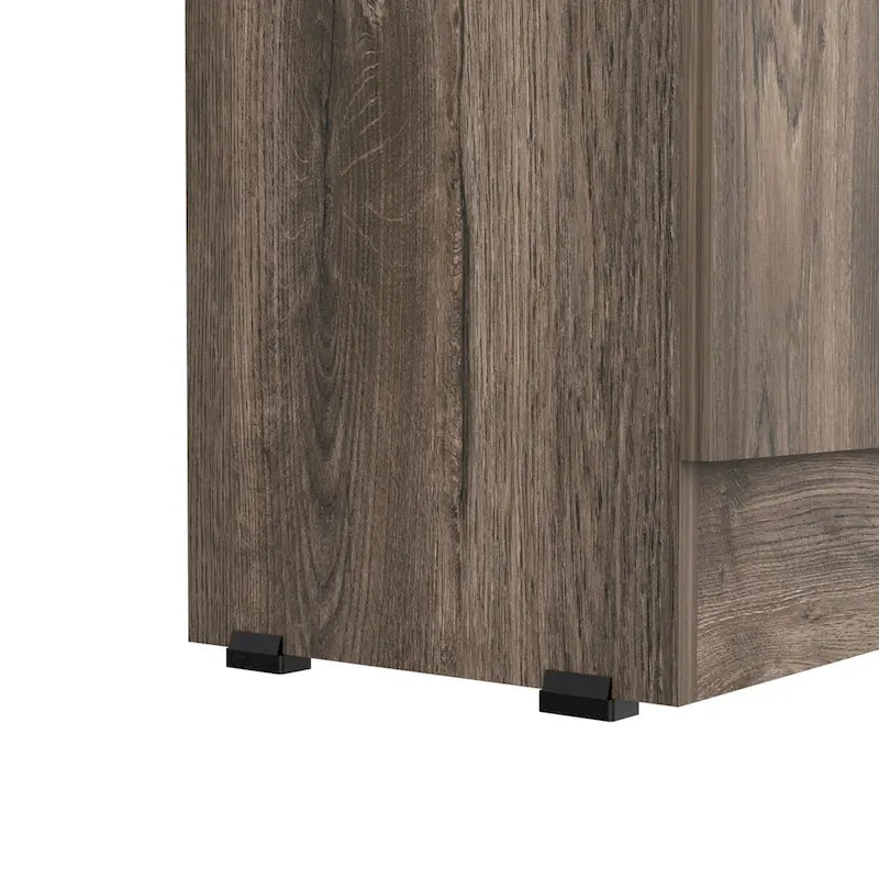 Armoire de rangement Pipestone, cinq étagères, finition wengé marron foncé / noire, haute qualité et durable