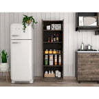 Armoire de rangement Pipestone, cinq étagères, finition wengé marron foncé / noire, haute qualité et durable