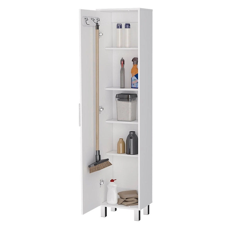 Armoire de rangement Buccan, cinq étagères, finition blanche, haute qualité et durable