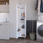 Armoire de rangement Buccan, cinq étagères, finition blanche, haute qualité et durable