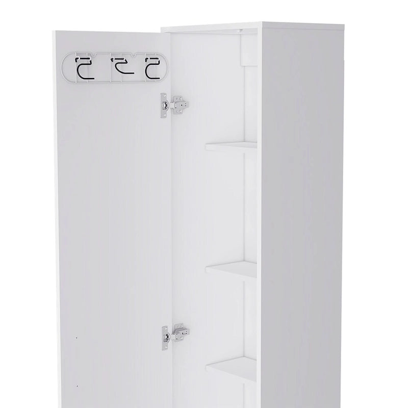 Armoire de rangement Buccan, cinq étagères, finition blanche, haute qualité et durable