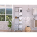 Meuble d'angle Womppi, cinq étagères ouvertes, une porte, finition blanche, haute qualité et durable