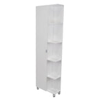 Meuble d'angle Womppi, cinq étagères ouvertes, une porte, finition blanche, haute qualité et durable