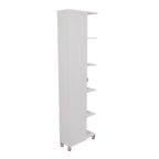 Meuble d'angle Womppi, cinq étagères ouvertes, une porte, finition blanche, haute qualité et durable