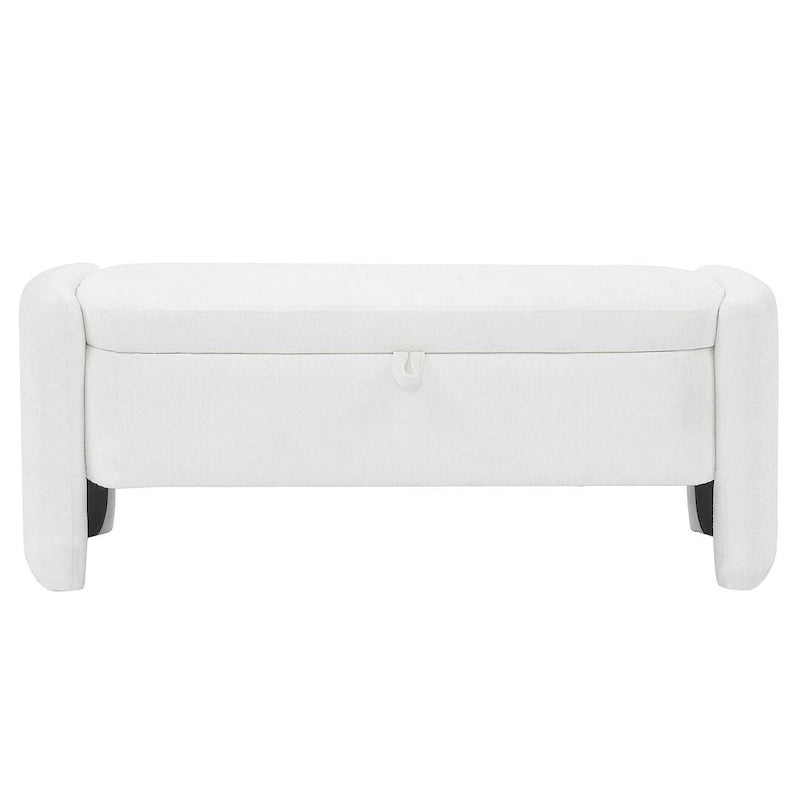 Banc de rangement ottoman ovale en tissu chenille 47,24 po