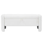 Banc de rangement ottoman ovale en tissu chenille 47,24 po