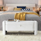 47.24 Chenille Fabric Oval Ottoman Storage Bench
