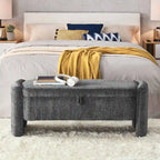 Banc de rangement ottoman ovale en tissu chenille 47,24 po